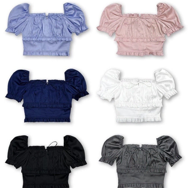 [BUNJANG] Fayeed Pale Puff Satin Blouse White / 페일제이드 퍼프 새틴 블라우스 화이트