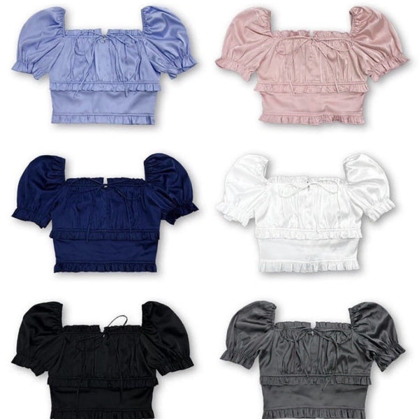 [BUNJANG] Fayeed Pale Puff Satin Blouse White / 페일제이드 퍼프 새틴 블라우스 화이트