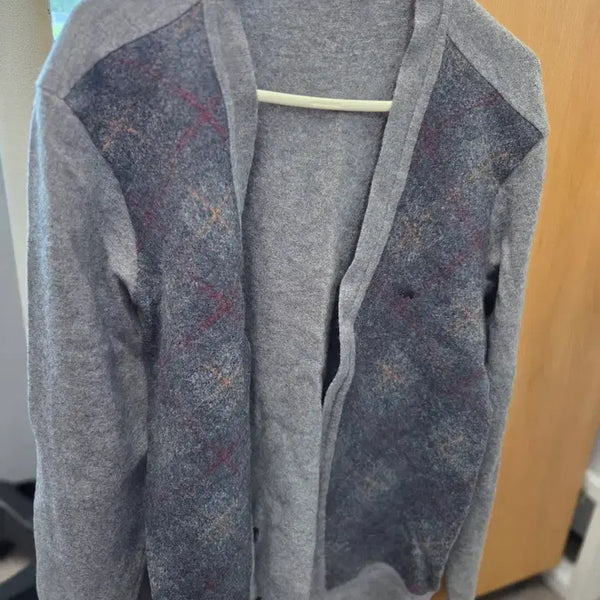 [BUNJANG] PAT Grey Check Cardigan / PAT 그레이 체크 가디건
