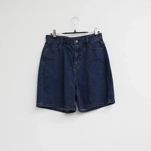[BUNJANG] Dark Wash 3-Quarter Length Denim Shorts / 진청 3부 숏 데님 팬츠 반바지