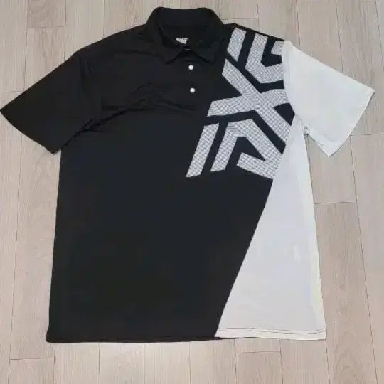 [BUNJANG] PXG Short Sleeve Polo Shirt Black/White Size 110 / PXG 반팔 카라티 블랙 화이트 110
