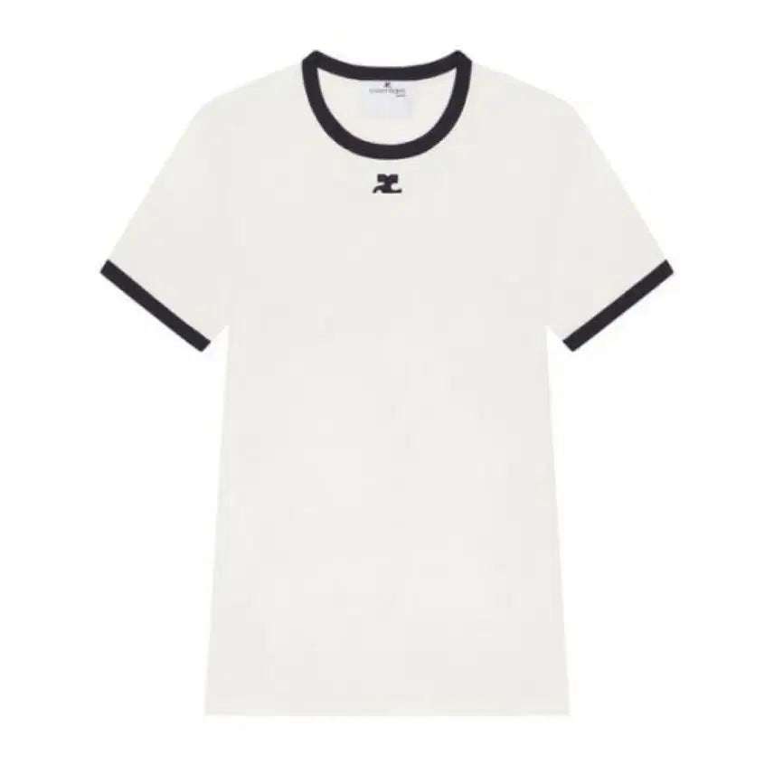 [BUNJANG] Courreges Signature Contrast T-Shirt Heritage White Black / 꾸레쥬 시그니처 콘트라스트 티셔츠 헤리티지 화이트 블랙 (W)