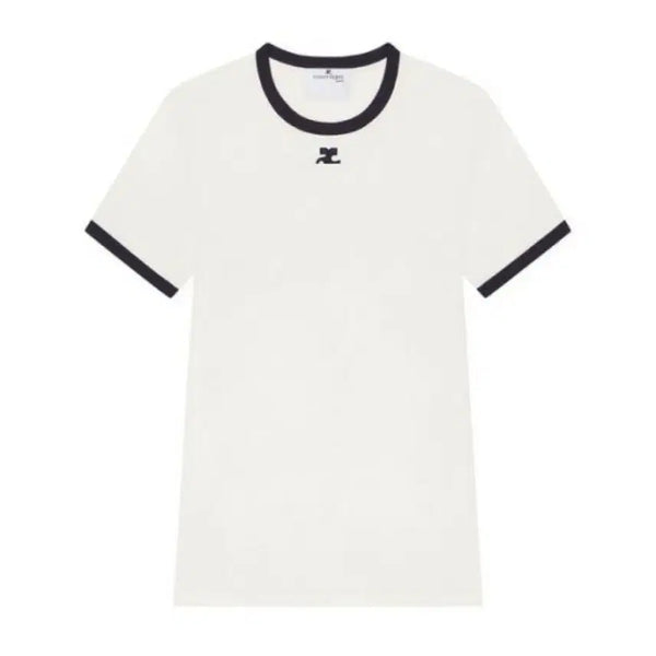 [BUNJANG] Courreges Signature Contrast T-Shirt Heritage White Black / 꾸레쥬 시그니처 콘트라스트 티셔츠 헤리티지 화이트 블랙 (W)