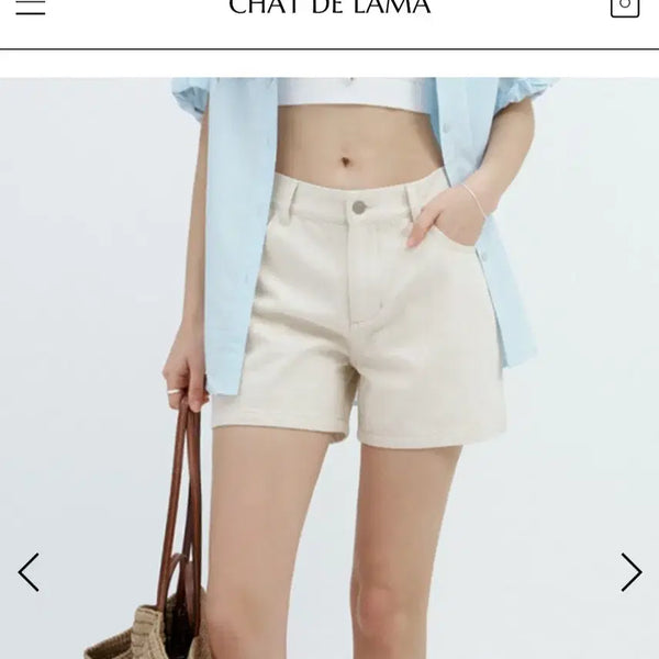 [BUNJANG] SHADRAMA Almond Cotton Denim Short Pants [Natural] M / 샤드라마 알몬드 코튼 데님 숏팬츠 [내추럴] M