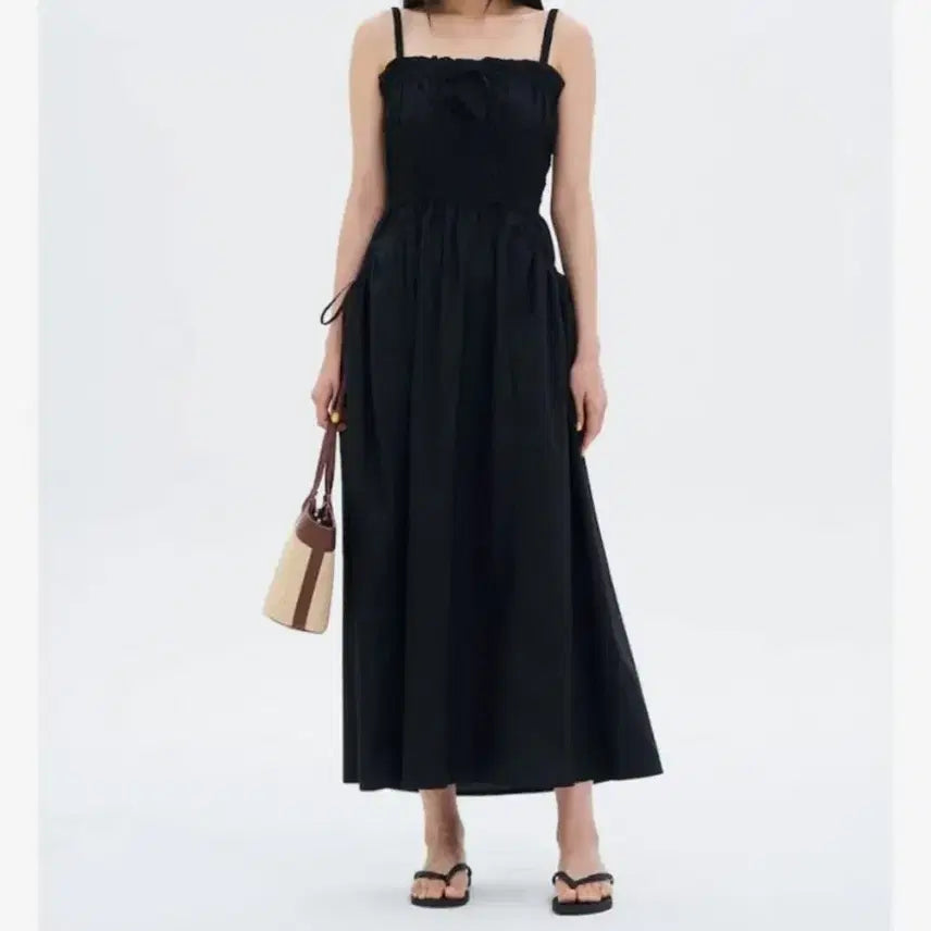 [BUNJANG] 8seconds Shirring Long Dress S Black / 에잇세컨즈 셔링롱 원피스 S 블랙