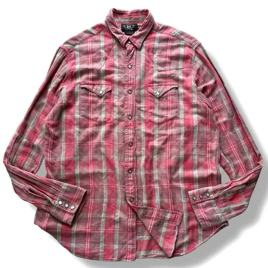 [BUNJANG] RRL Western Shirt Red Green Check / RRL 웨스턴 셔츠 레드 그린 체크 L