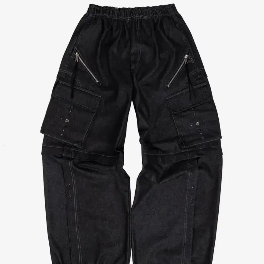[BUNJANG] RIVET CARGO CONVERTIBLE DENIM PANTS - BL / RIVET CARGO CONVERTIBLE DENIM PANTS - BL