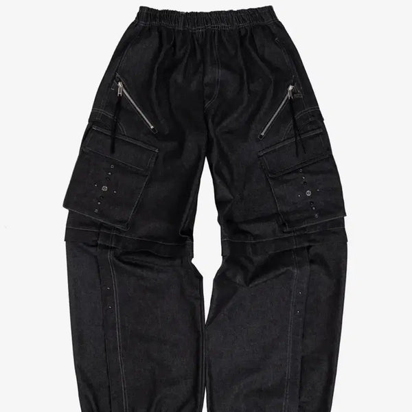 [BUNJANG] RIVET CARGO CONVERTIBLE DENIM PANTS - BL / RIVET CARGO CONVERTIBLE DENIM PANTS - BL