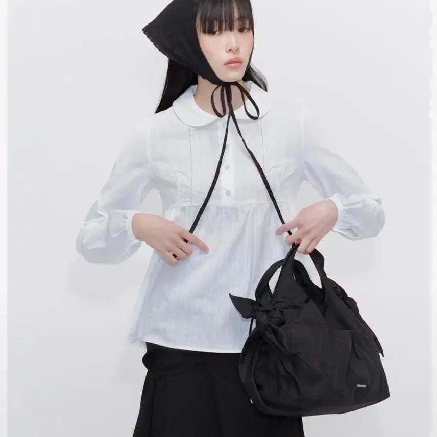 [BUNJANG] Miseki Seoul Round Collar Shirt White / 미세키서울 라운드 카라 셔츠 화이트