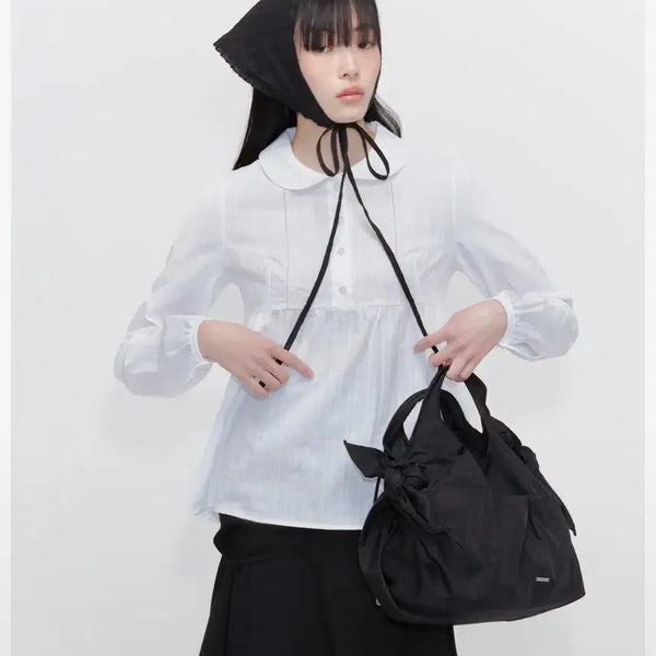 [BUNJANG] Miseki Seoul Round Collar Shirt White / 미세키서울 라운드 카라 셔츠 화이트