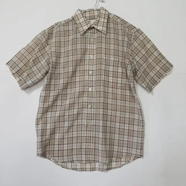 [BUNJANG] Plaid Short Sleeve Shirt Beige / 체크무늬 반팔 셔츠 베이지 ㅡ0445