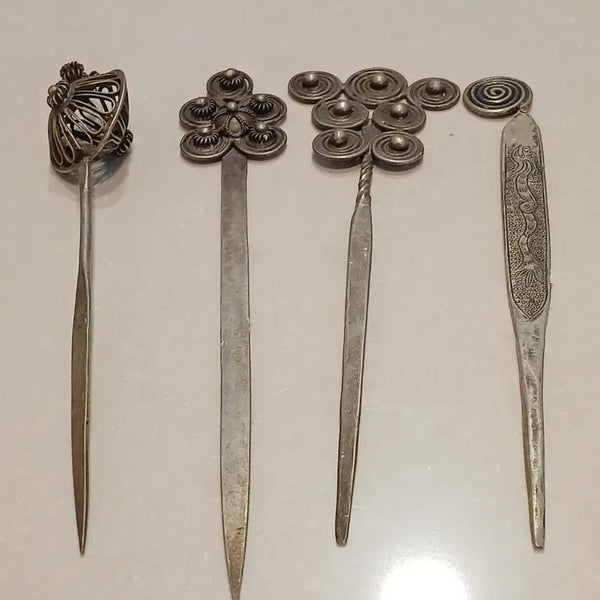 [BUNJANG] White Brass Hairpin Set (4 Pieces) / 백동뒤꽂이