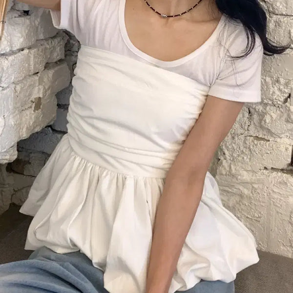 [BUNJANG] Smocked Shirring Puff Bustier Top / 스모크 셔링 퍼프 뷔스티에 탑