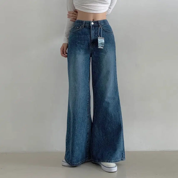 [BUNJANG] Denim Wide-Leg Pants / (상태최상) S 진청 와이드바지 팬츠 데님 사계절 봄 여름 가을 겨울