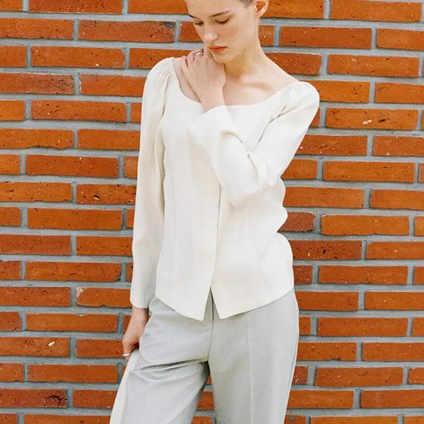 [BUNJANG] OUIE Shearling Satin Square Top / OUIE 시어링 새틴 스퀘어 탑