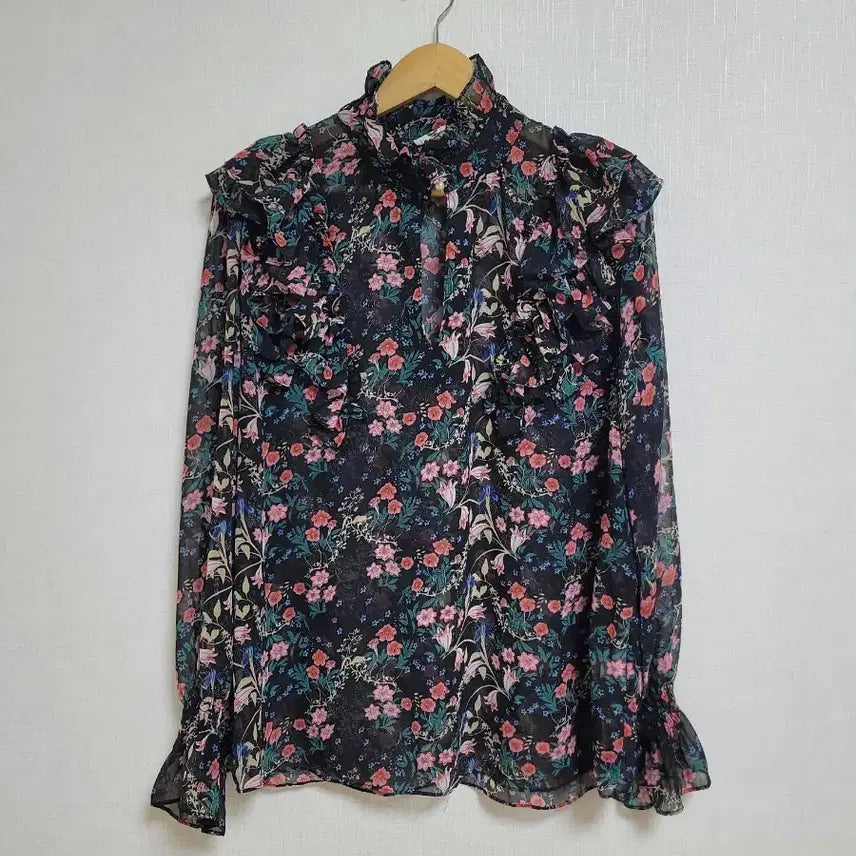 [BUNJANG] Floral Print Sheer Blouse / 시스루 블라우스
