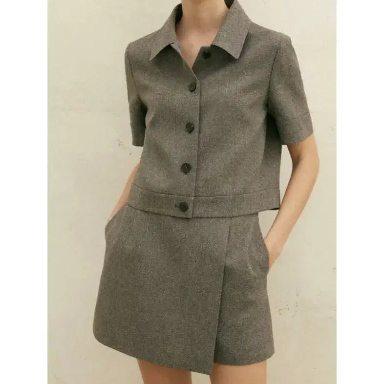 [BUNJANG] Sie Kelly Jacket & Skirt Trousers Set (Mix Grey) / 시에sie 켈리자켓&스커트트라우저 셋업S -믹스그레이