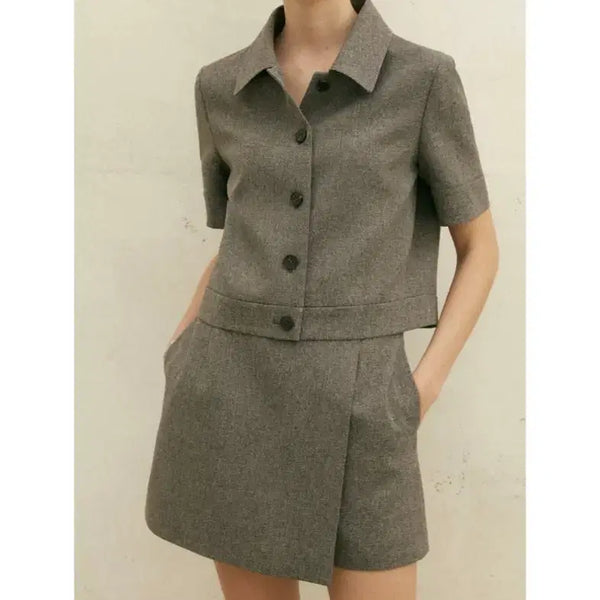 [BUNJANG] Sie Kelly Jacket & Skirt Trousers Set (Mix Grey) / 시에sie 켈리자켓&스커트트라우저 셋업S -믹스그레이