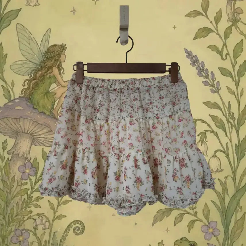 [BUNJANG] Japanese Vintage Floral Pattern Layered Mini Skirt / 일본빈티지 플라워 패턴 레이어드 캉캉 미니스커트 모리 하구미 바선생사와코