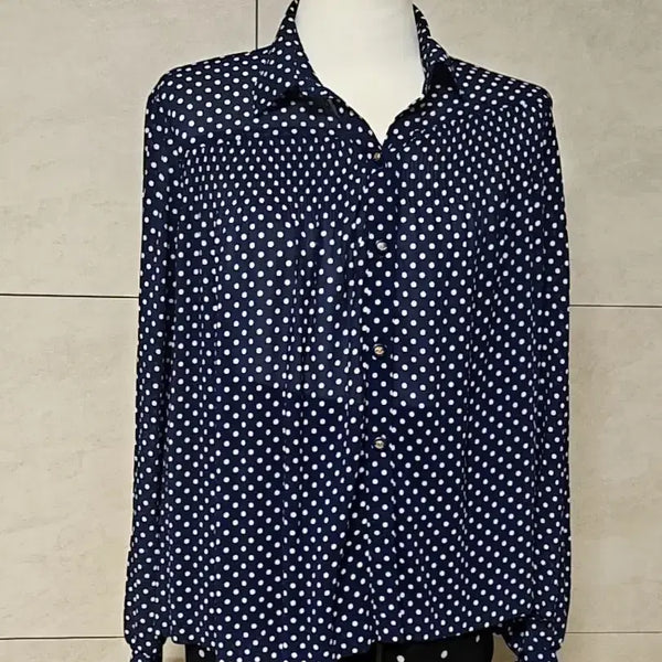 [BUNJANG] Navy Dot Blouse & Pants Set / 네이비 도트 블라우스 & 팬츠 세트. 55