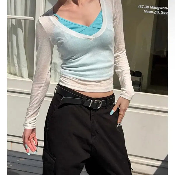 [BUNJANG] Muse Seoul Summer Tencel Deep V-Neck T-Shirt / [새상품] 뮤즈서울 썸머 텐셀 딥 브이넥 티셔츠
