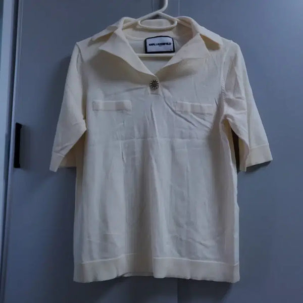 [BUNJANG] Karl Lagerfeld Ivory Knit Short Sleeve Polo Shirt / 칼 라거펠트 아이보리 니트  반팔 카라 니트