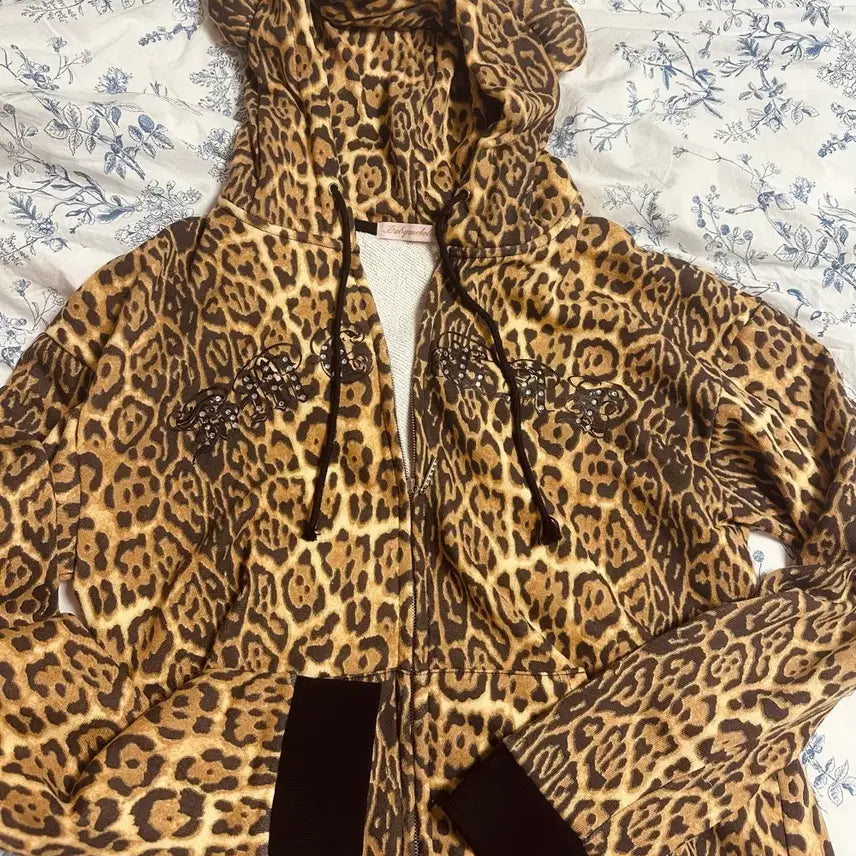 [BUNJANG] Baby Metal Club "Gyaru" Leopard Print Hoodie / 베메클 갸루 호피 후드 베어후드 에그콜라보 베이비메탈클럽