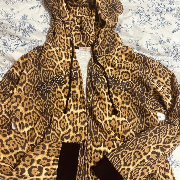 [BUNJANG] Baby Metal Club "Gyaru" Leopard Print Hoodie / 베메클 갸루 호피 후드 베어후드 에그콜라보 베이비메탈클럽
