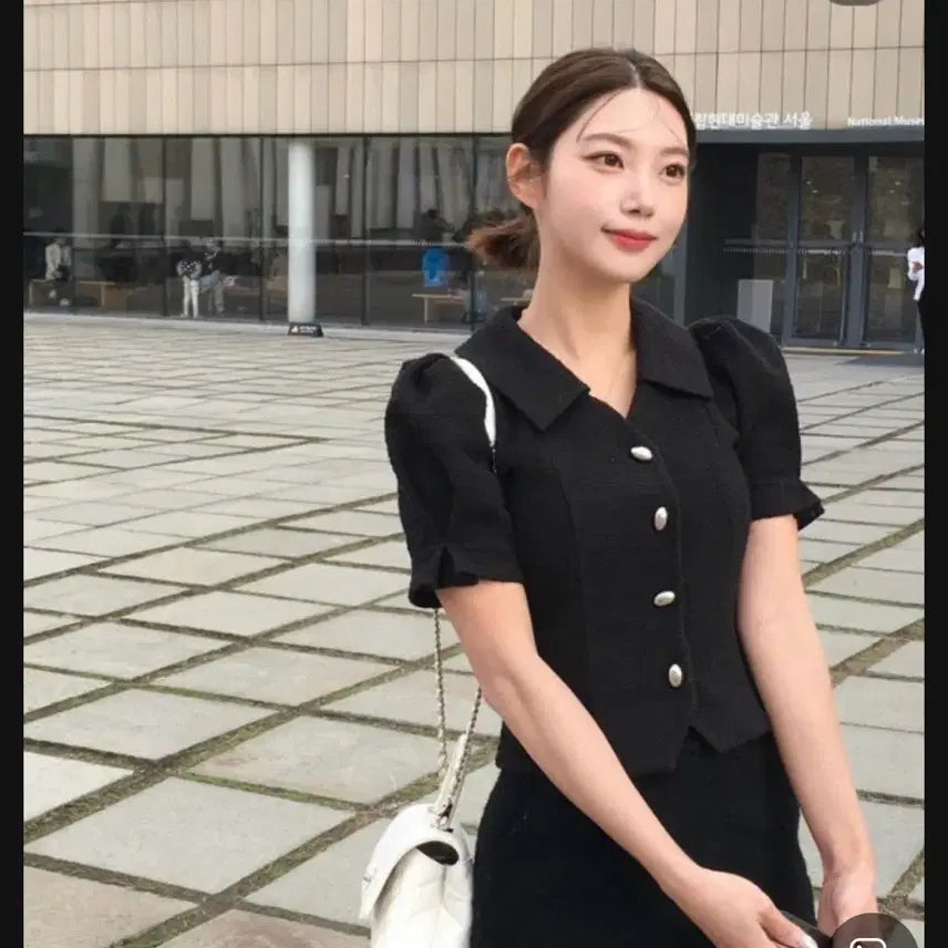 [BUNJANG] Floem Puff Sleeve Button Detail Blouse Jacket / 플로움 블라우스 자켓 여름하객룩