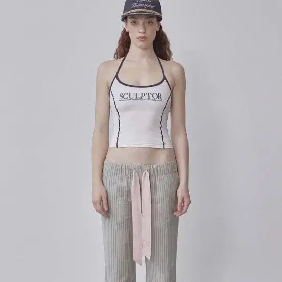 [BUNJANG] Sculptor Classic Logo Halter Top White / 스컬프터 Classic Logo Halter Top White