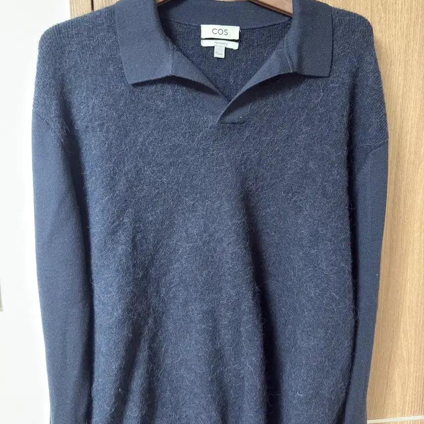 [BUNJANG] COS Open Collar Polo Knit Navy L / 코스 오픈카라폴로니트 네이비 L사이즈