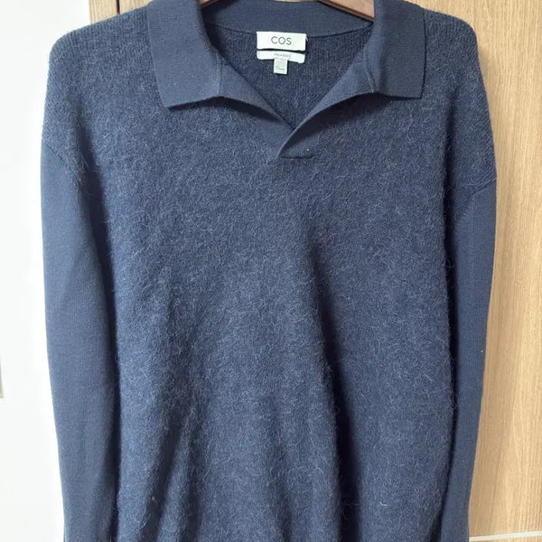 [BUNJANG] COS Open Collar Polo Knit Navy L / 코스 오픈카라폴로니트 네이비 L사이즈