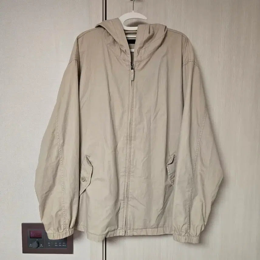 [BUNJANG] Uniqlo Men's Beige Cotton Zip-Up Hoodie Jacket XXL / 유니클로 남성 베이지 후드집업 면잠바 코튼파카후디린넨자켓 투엑스라지xxl