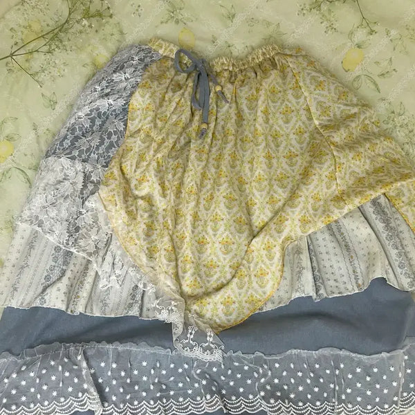 [BUNJANG] Patchwork Lace Mori Girl Long Skirt / 패치워크 레이스 롱 스커트 모리걸