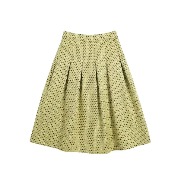 [BUNJANG] Cacharel Pattern Banding Pleated Skirt (Women's Size 55) / 여성55/ 까사렐 패턴 밴딩 주름스커트YE 17-100
