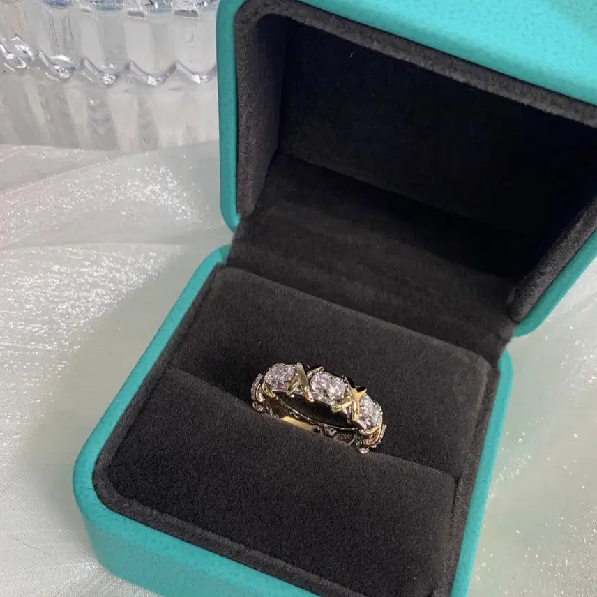 [BUNJANG] Tiffany & Co. Schlumberger X Diamond Ring Platinum Size 15 / 티파니 진 슐룸버거 X 다이아 반지 950 플래티넘 사이즈15 정품