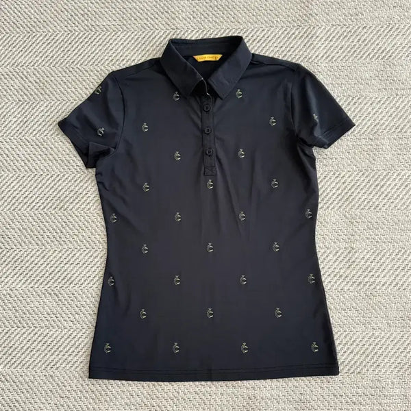 [BUNJANG] Louis Castel Women's Golf Wear Short Sleeve T-Shirt with Logo Pattern / 루이까스텔 여성 골프웨어 반팔 티셔츠