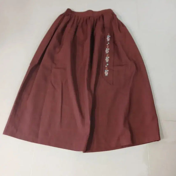 [BUNJANG] Women's Hemp Embroidered Long Skirt / 여성 삼베 자수 롱스커트