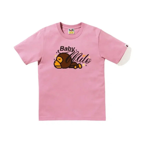 [BUNJANG] BAPE Retro Pixel Baby Milo T-Shirt Pink Women's M / 베이프 레트로 픽셀 베이비 마일로 티셔츠 핑크 여성 M