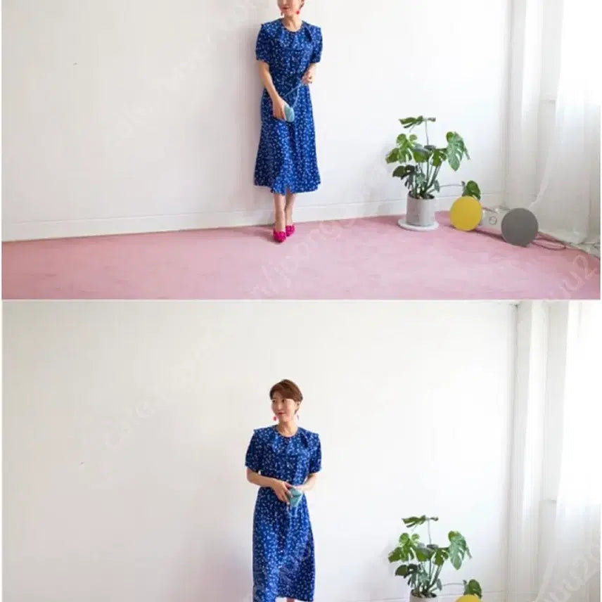 [BUNJANG] Thebanne Blue Dot One-Piece Dress (New) / 더바네 블루 도트 원피스 (새상품)