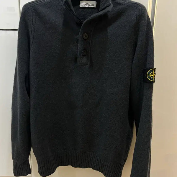 [BUNJANG] Stone Island Charcoal Half-Zip Knit L / 스톤아일랜드 차콜 반집업니트 L