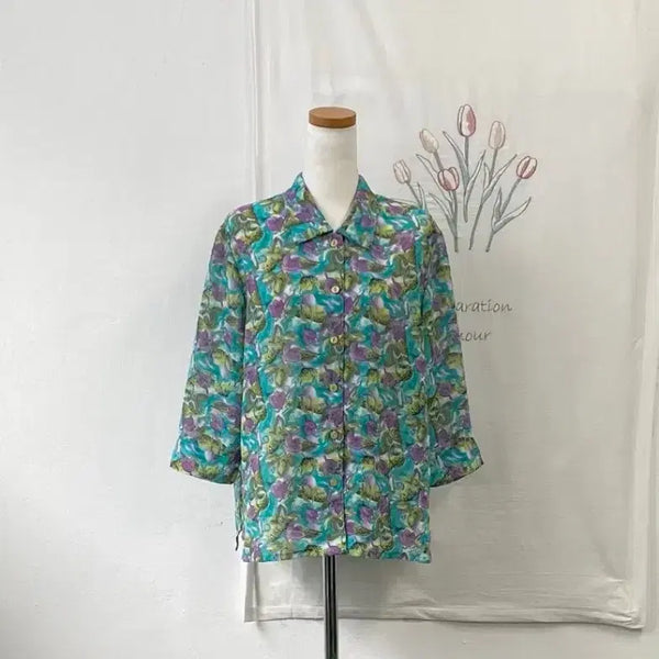 [BUNJANG] Women's Vintage Floral Print Shirt / 여성 빈티지 꽃무늬 셔츠 354
