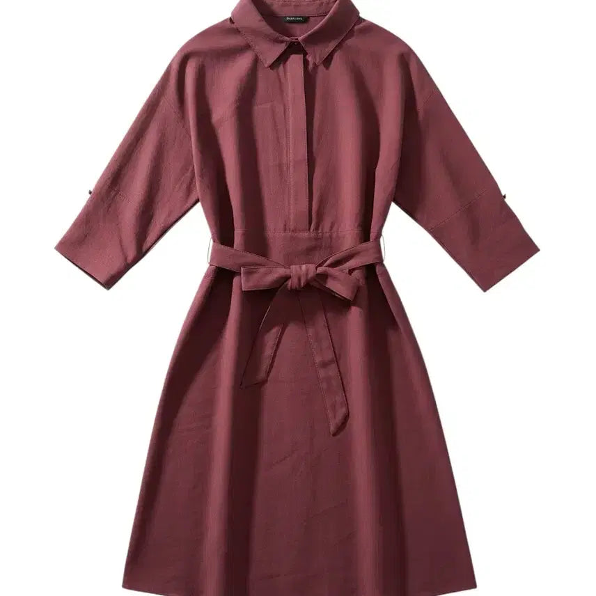 [BUNJANG] She's Madeley Burgundy Belted Dress / 여성66/ 쉬즈미스 버건디 벨티드 정장 원피스 하객룩