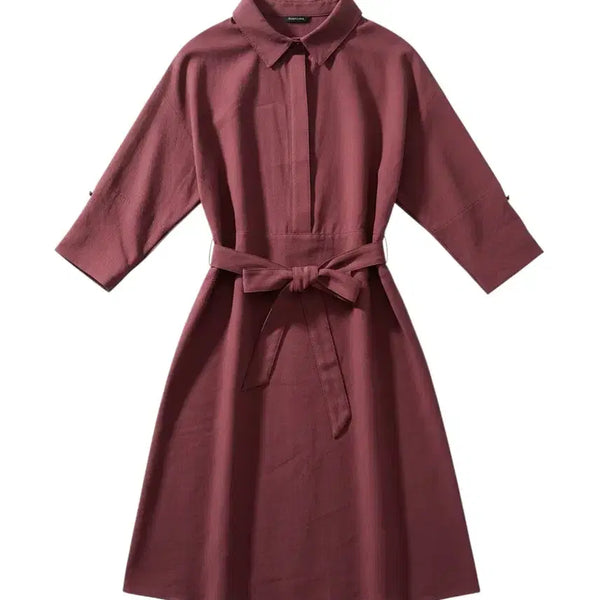 [BUNJANG] She's Madeley Burgundy Belted Dress / 여성66/ 쉬즈미스 버건디 벨티드 정장 원피스 하객룩