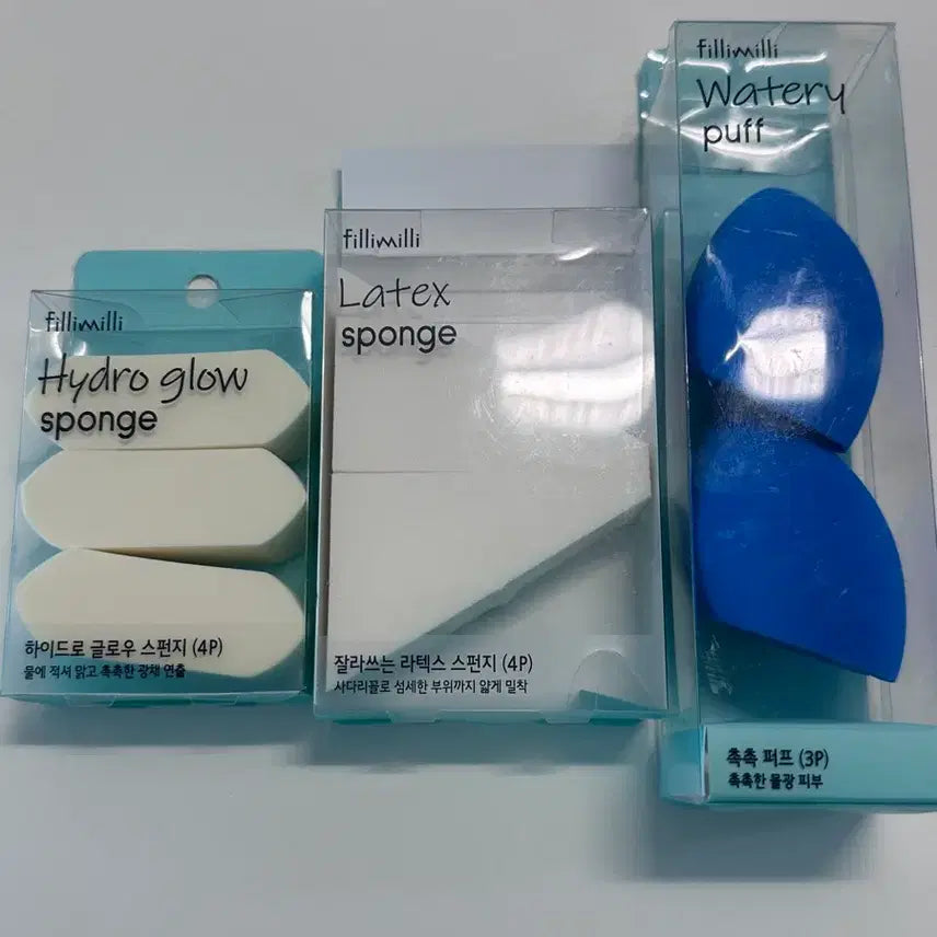 [BUNJANG] Fillimilli Hydro Glow Sponge Set / 필리밀리 촉촉 퍼프, 라텍스 스펀지,하이드로 글로우 스펀지