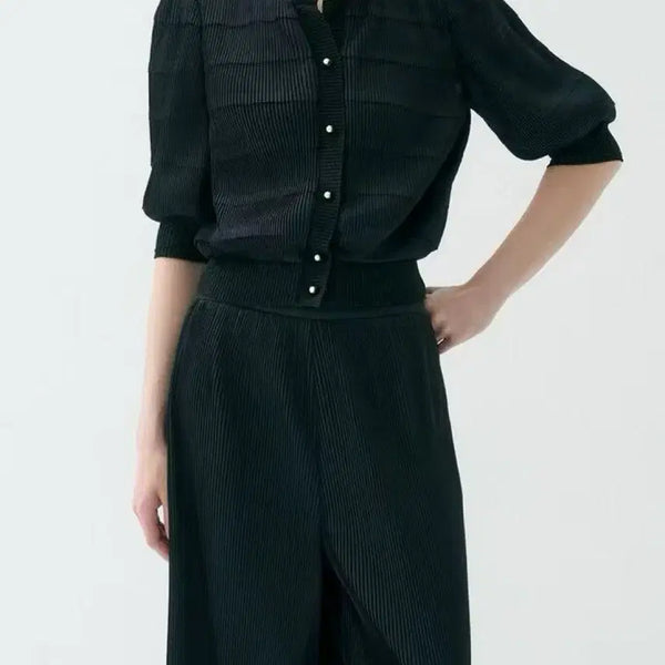 [BUNJANG] Lang Set Cardigan and Wide Pants / 랑* 세트