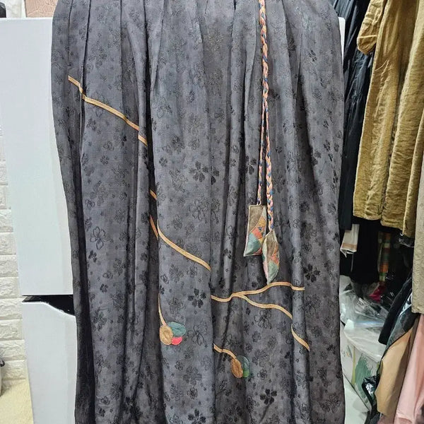 [BUNJANG] Floral Pattern Rayon Long Skirt Size 77 / 플로럴 패턴 인견 롱 스커트 77사이즈