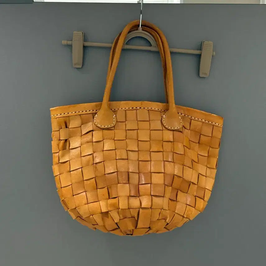 [BUNJANG] Weaving Shoulder Bag / Tote Bag (Camel) / 위빙 숄더백, 토트백 카멜