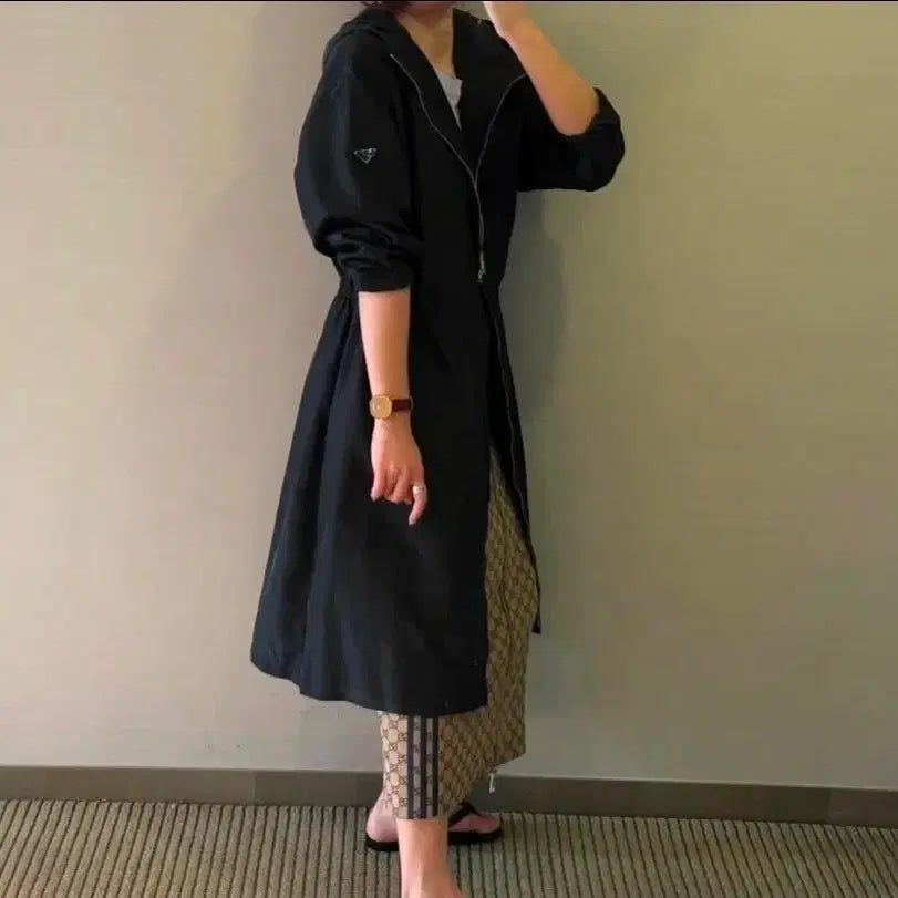[BUNJANG] Dear.j Black Lightweight Long Windbreaker Coat / 바스락소재  바람막이 롱코트 (블랙)