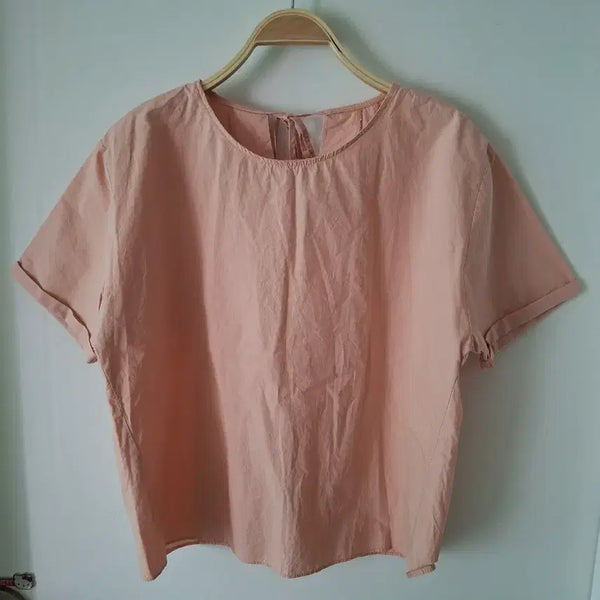 [BUNJANG] Coral Pink Short Sleeve Blouse / 코랄 핑크 반팔 블라우스55~66반